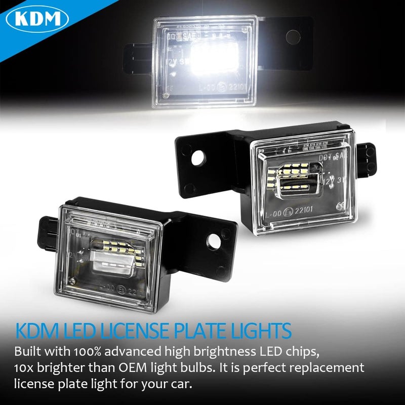 KDM LED License Number Plate Lights fit for 2014-2021 Chevy Silverado GMC Sierra 1500 2500HD 3500HD Colorado Canyon Sierra for Pickup Truck Rear License Plate Tag Lights,6000K Black Housing 2Pcs Pack - Image 4